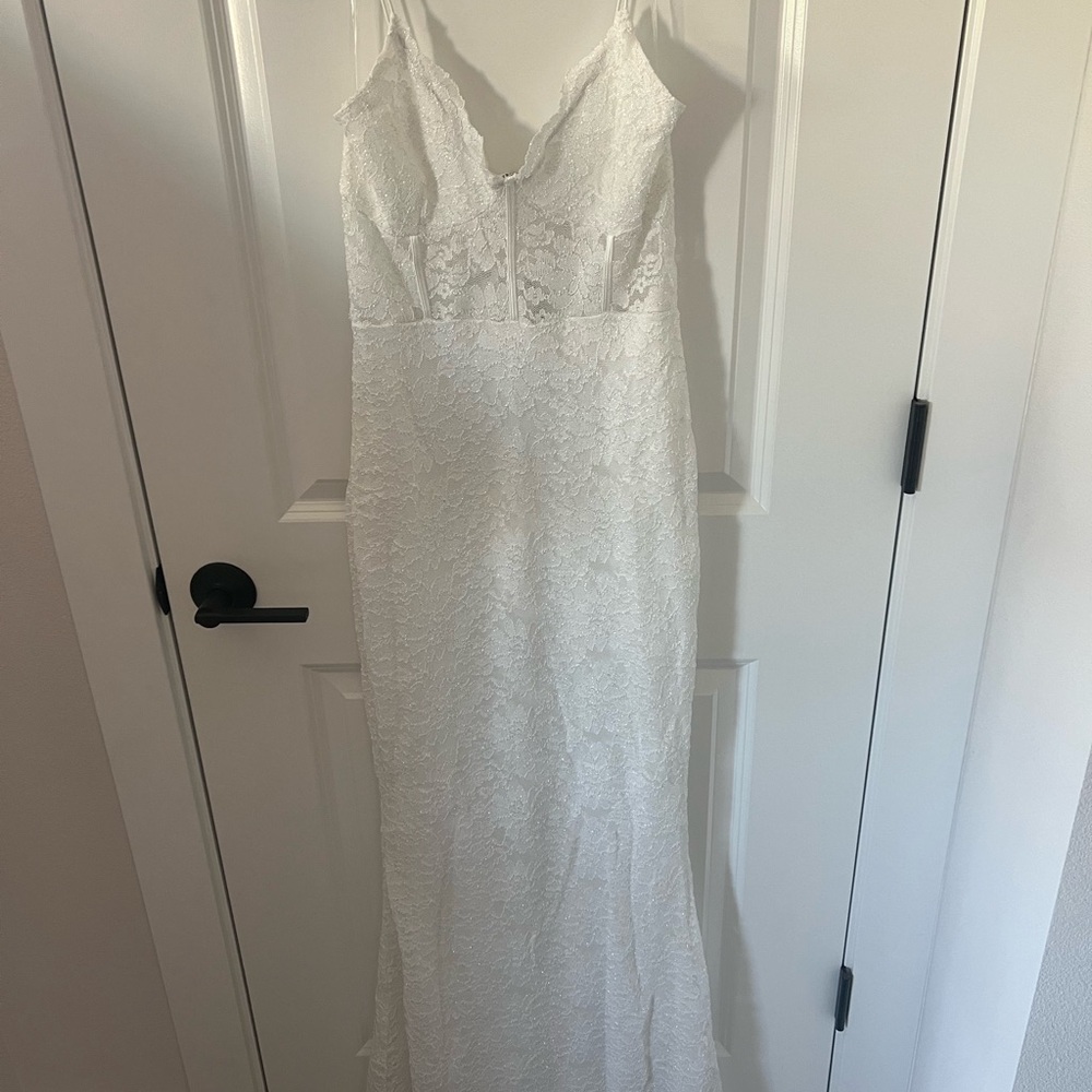 12th Tribe White Lace Wedding Dress
